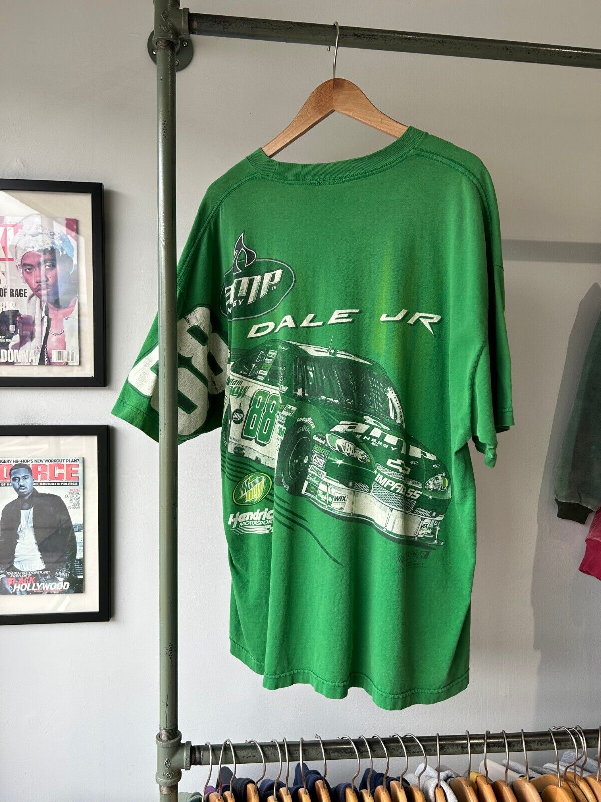 VINTAGE | Dale Earnhardt Jr. All Over Nascar Print Racing T-Shirt sz XXL Adult
