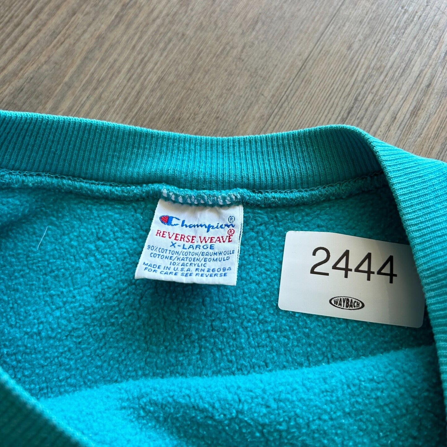 VINTAGE 90s | Champion Reverse Weave Teal Blue Crew Sweater sz XL
