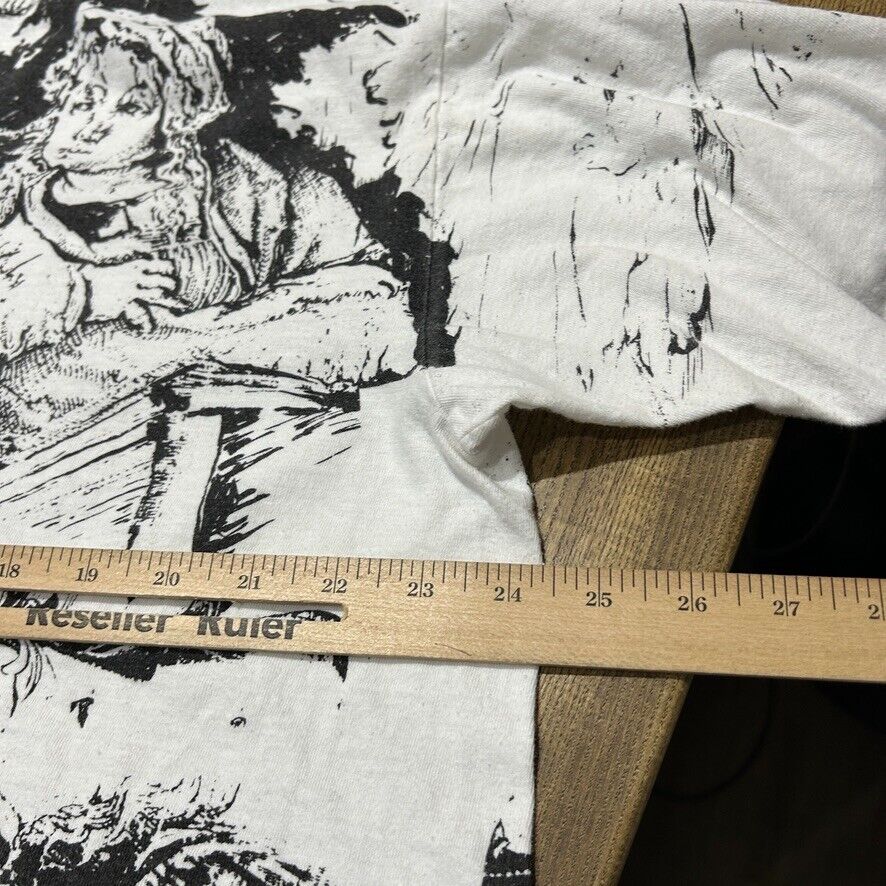VINTAGE | Renaissance Drawing All Over Art Print T-Shirt sz XL