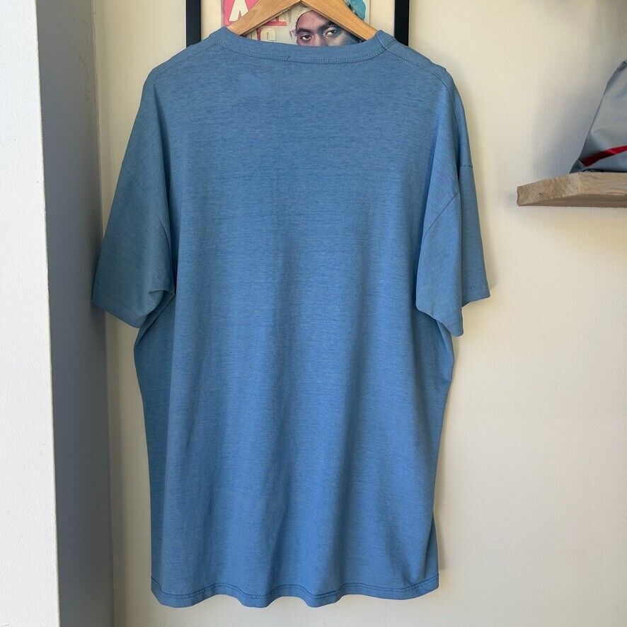 VINTAGE 90s | Faded Blue Blank T-Shirt sz XL