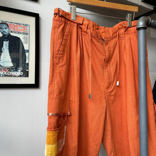 VINTAGE 90s | Platinum Hip Hop History Linen Baggy Shorts sz W36-40 XXL