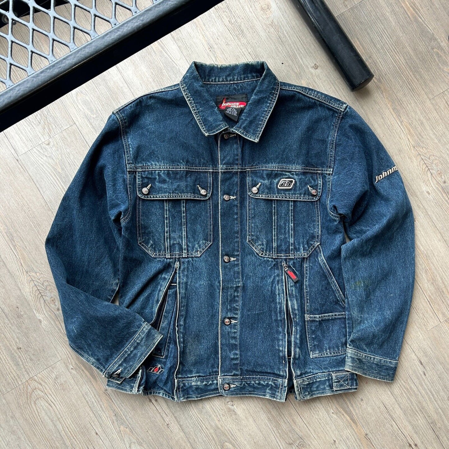 VINTAGE | Johnny Blaze Hidden Zip Pocket Denim Trucker Jacket sz L