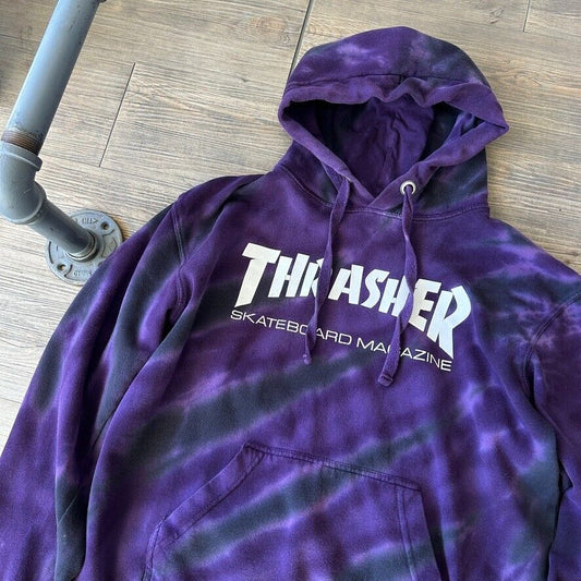 VINTAGE | Thrasher Magazine Purple Tye Dye Hoodie Sweater sz M
