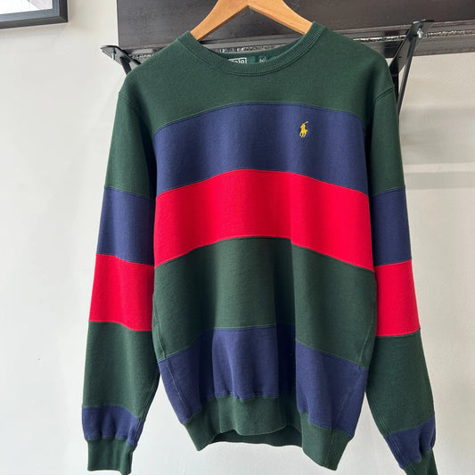 VINTAGE 90s | POLO Ralph Lauren Striped Color Block Crewneck Sweater sz S/M