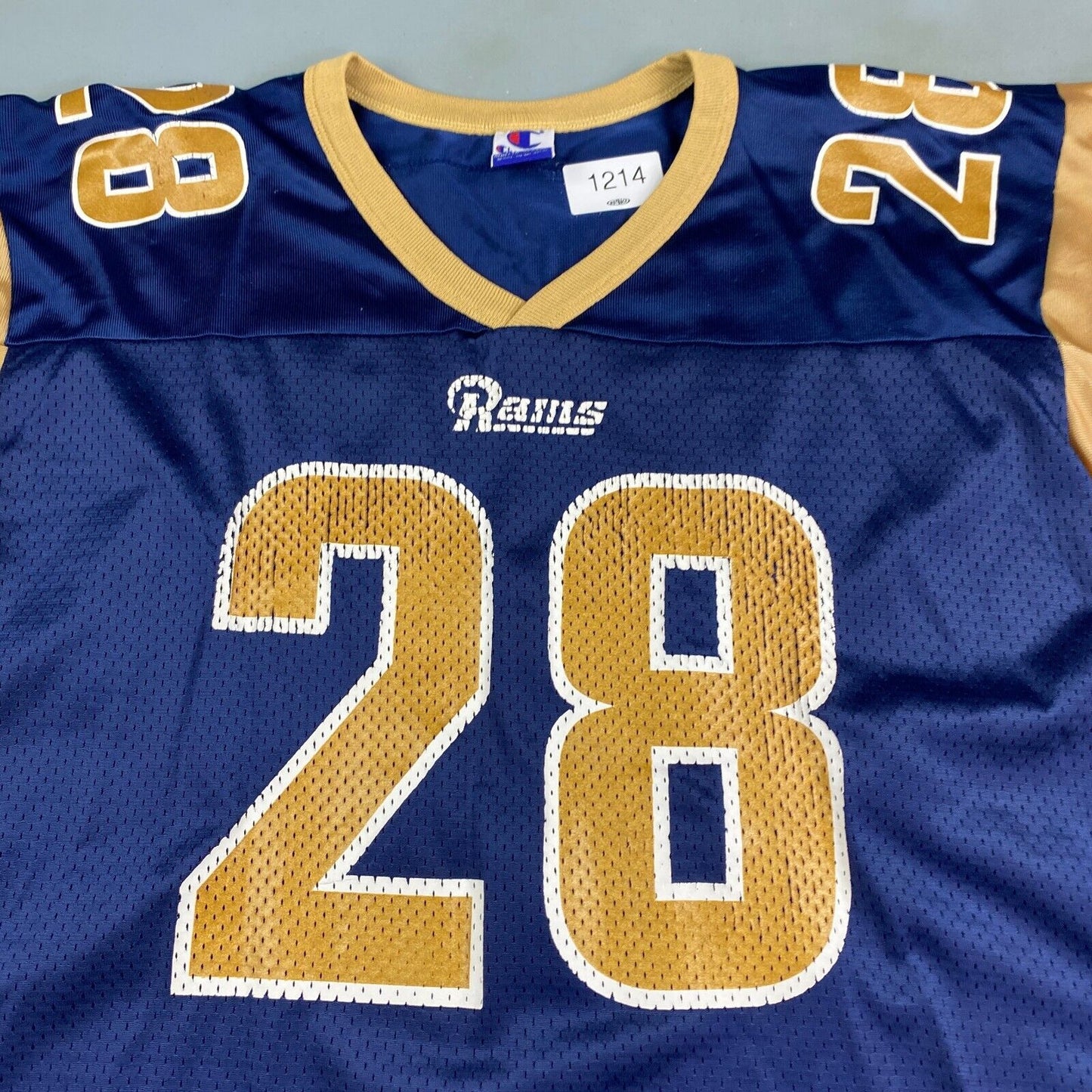 VINTAGE NFL LA Rams #28 Champion Football Jersey sz Large Adult