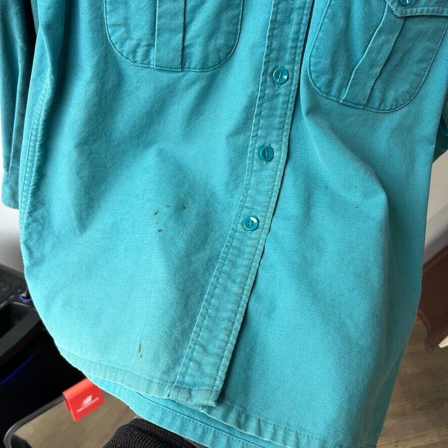 VINTAGE 90s | L.L Bean Chamois Cloth Teal Button Down Shirt sz XS-S