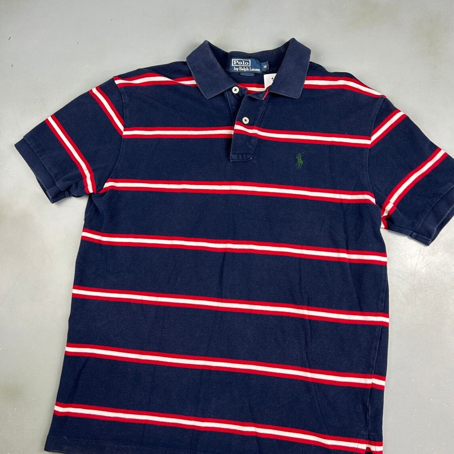 VINTAGE Ralph Lauren Striped Polo Shirt sz Medium Adult
