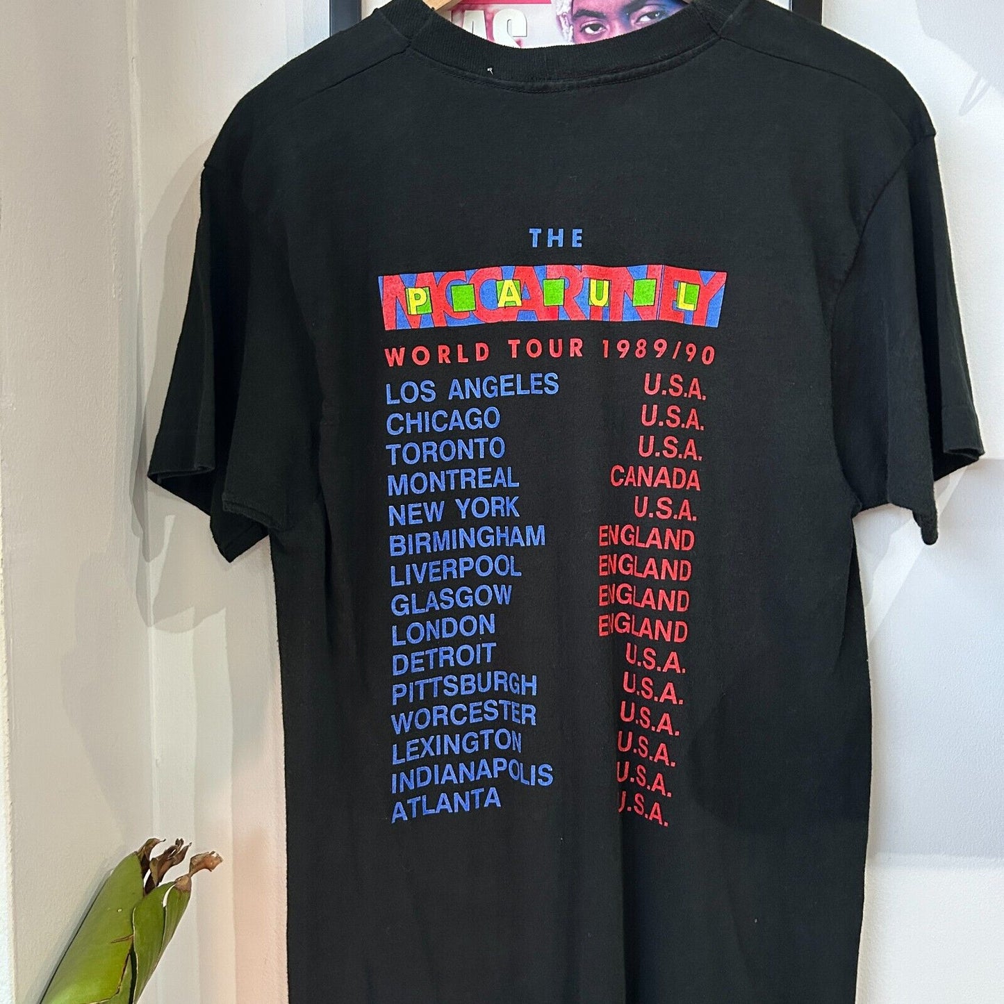 VINTAGE 1989 | Paul McCartney World Tour Black Band T-Shirt sz L Adult