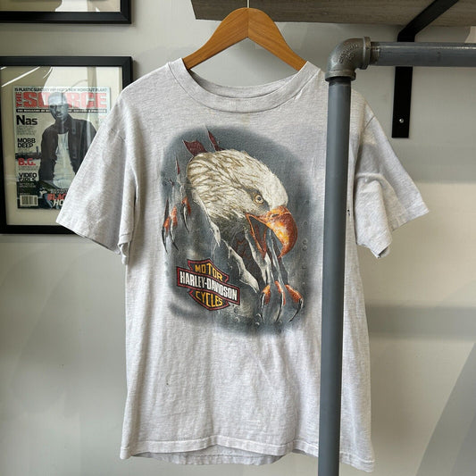 VINTAGE 90s | Harley Davidson Florida Biker Eagle T-Shirt sz M Adult