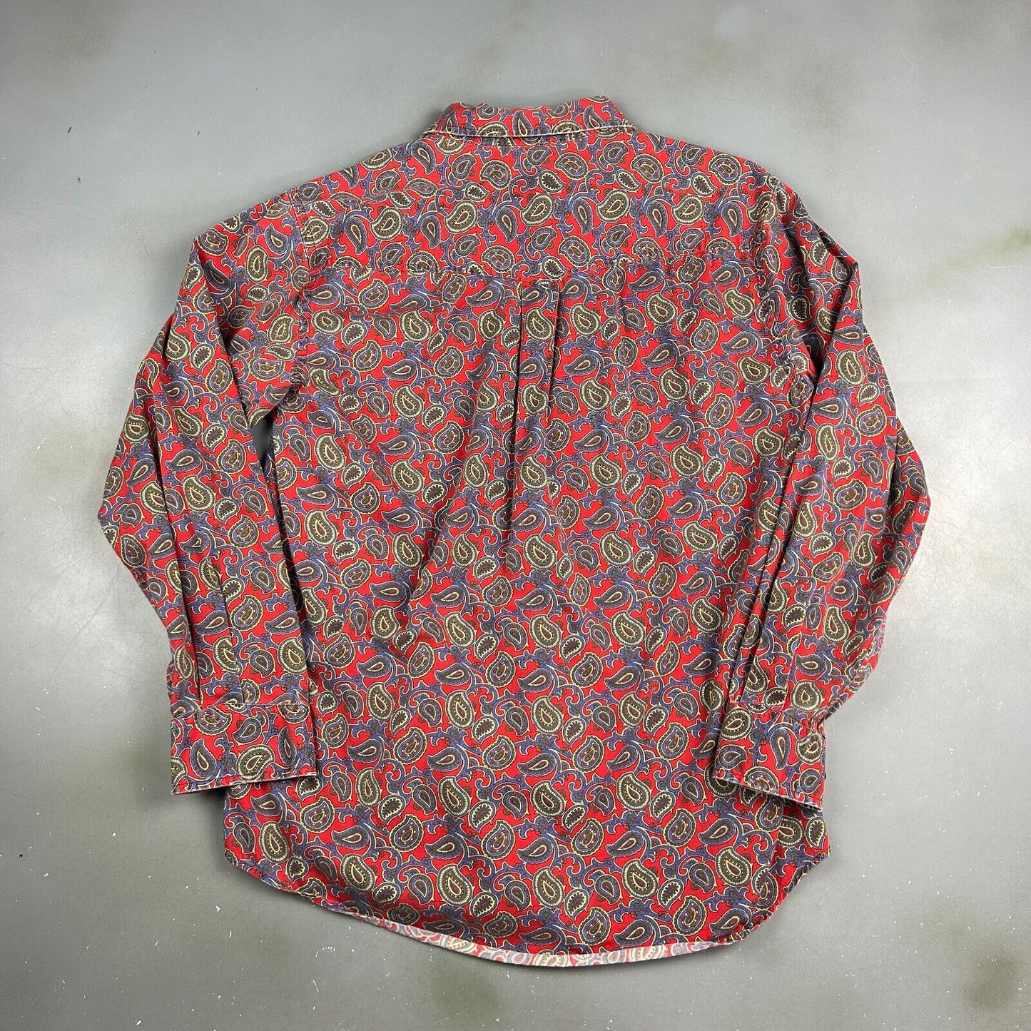 VINTAGE 90s Alan Flusser Cotton Paisley Pattern Button Up Shirt sz Medium Adult