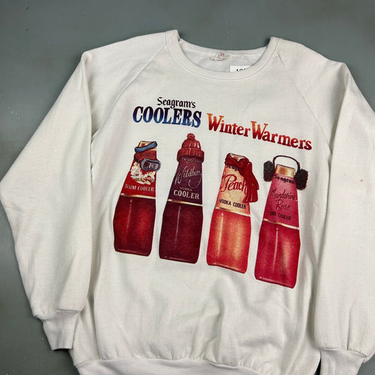 VINTAGE 80s Seagram's Coolers Winter Warmers Crewneck Sweater sz Medium Adult
