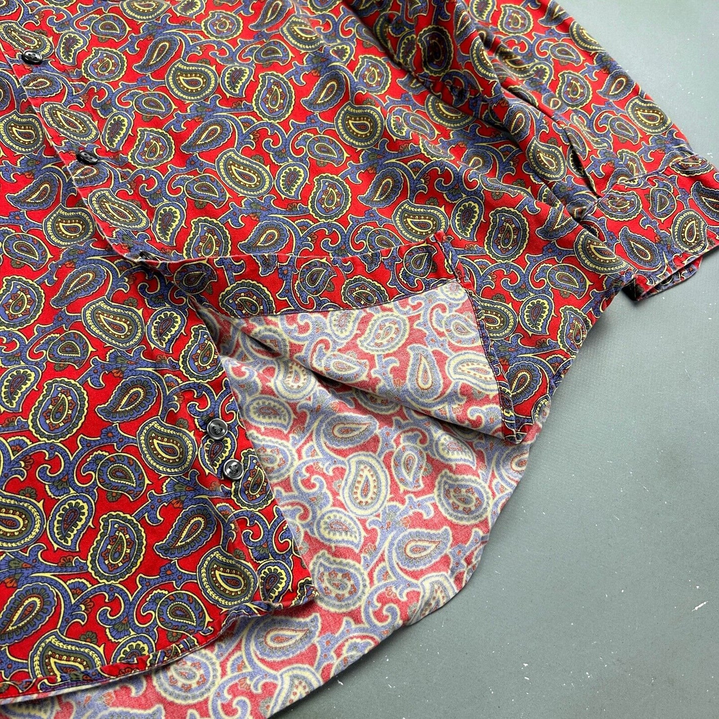 VINTAGE 90s Alan Flusser Cotton Paisley Pattern Button Up Shirt sz Medium Adult