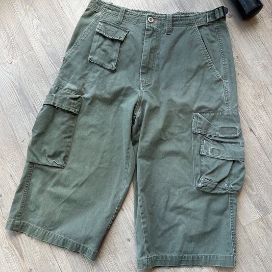 VINTAGE 90s Y2K | X-Games Espn Green Multi Cargo Shorts sz W30