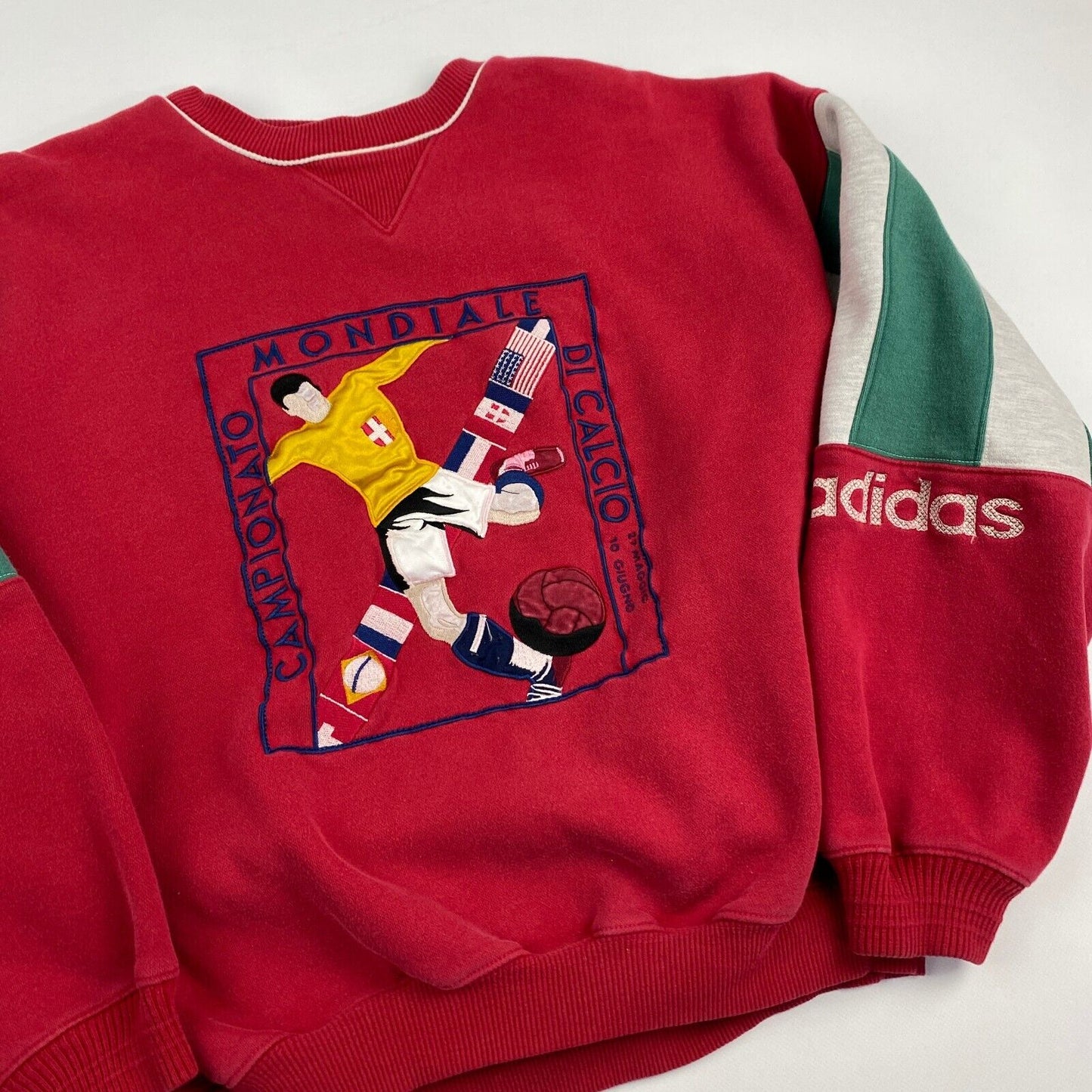 Vintage 80s ADIDAS Campionato Mondiale Di Calcio Italia World Cup Crewneck sz M