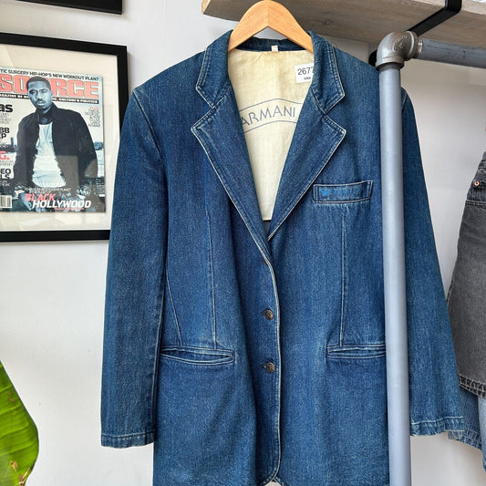 VINTAGE 90s | Armani Jeans Denim Jean Suit Jacket sz 44 M