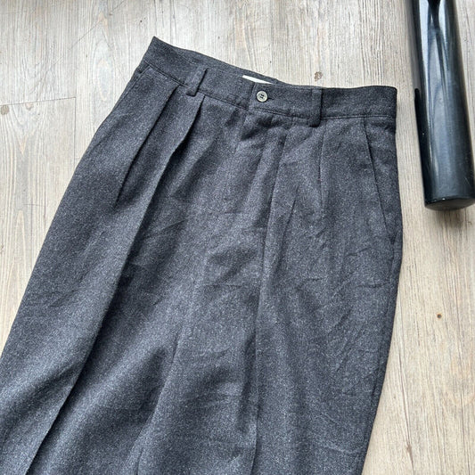 VINTAGE 80s | L.L Bean Black Wool Pleated Trouser Pants W29 L29