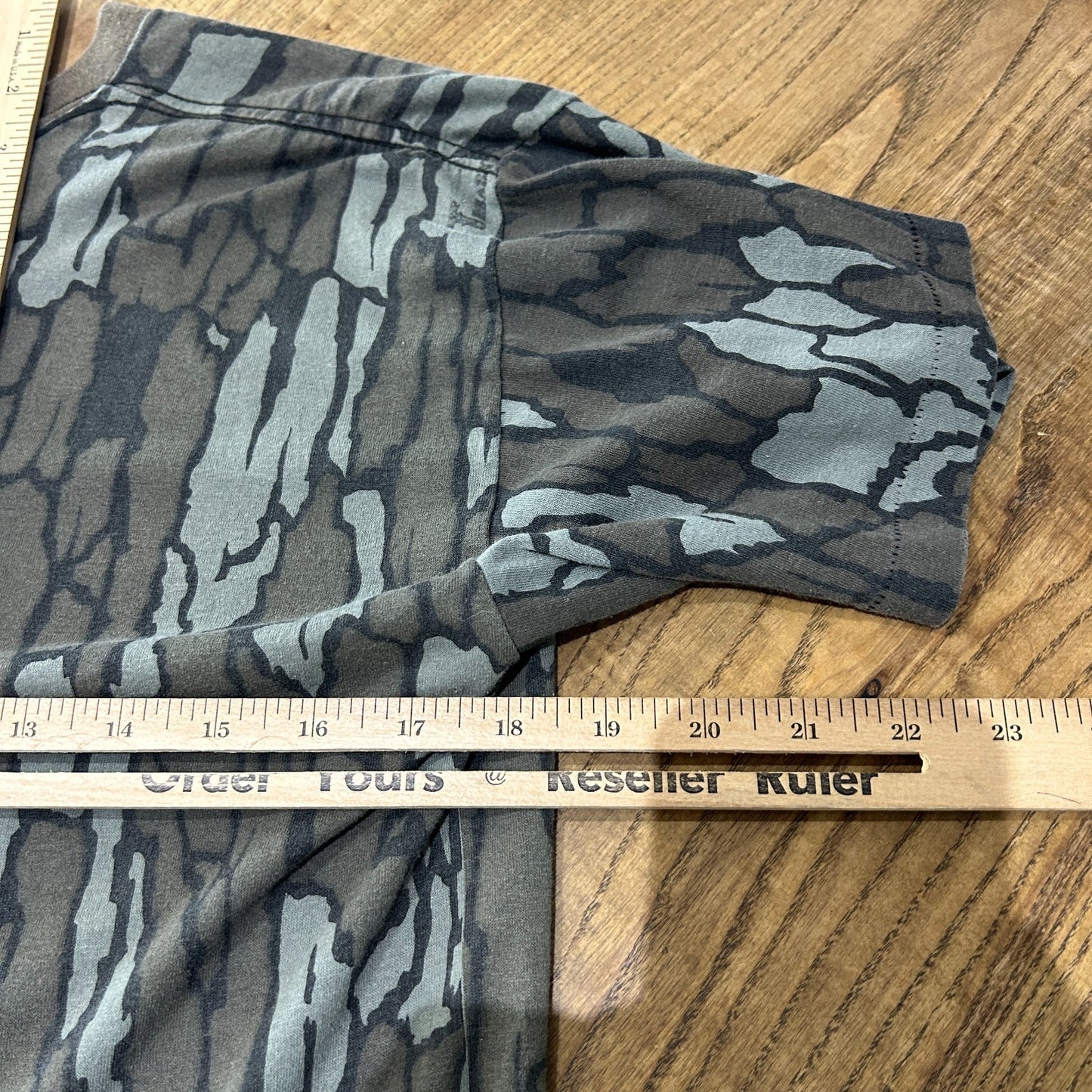VINTAGE 80s 90s | Tree Bark Camouflage Contrast Ringer T-shirt sz S/M