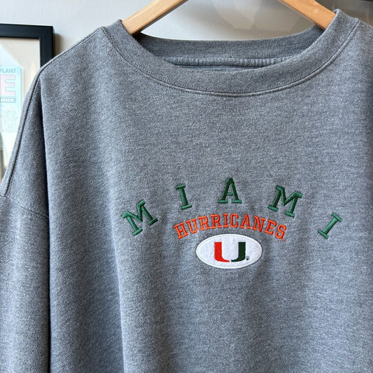 VINTAGE | Miami University Hurricanes Embroidered Crew Sweater sz XL