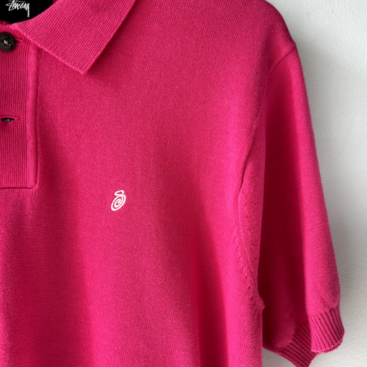 DEADSTOCK | Stussy Mini Logo Pink Polo Shirt sz XS Adult NWT