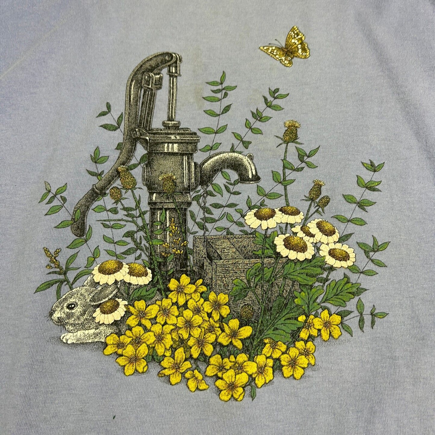 VINTAGE 90s | Water Well Garden Illustration Art T-Shirt sz 3XL Men Adult