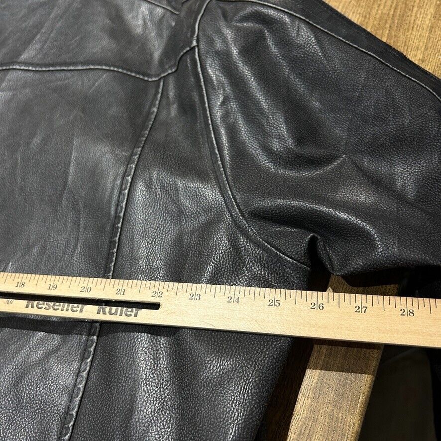 VINTAGE | Arizona Black Zip Up Tumbled Faded Leather Jacket sz XL