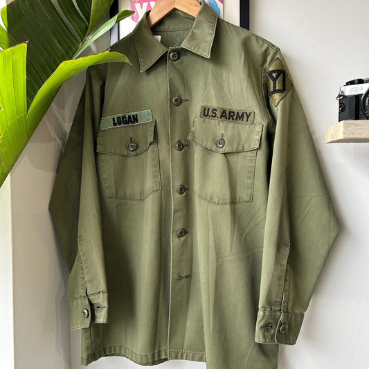 VINTAGE | Military U.S Army Fatigue OG 107 Button Down Shirt sz M-L Adult