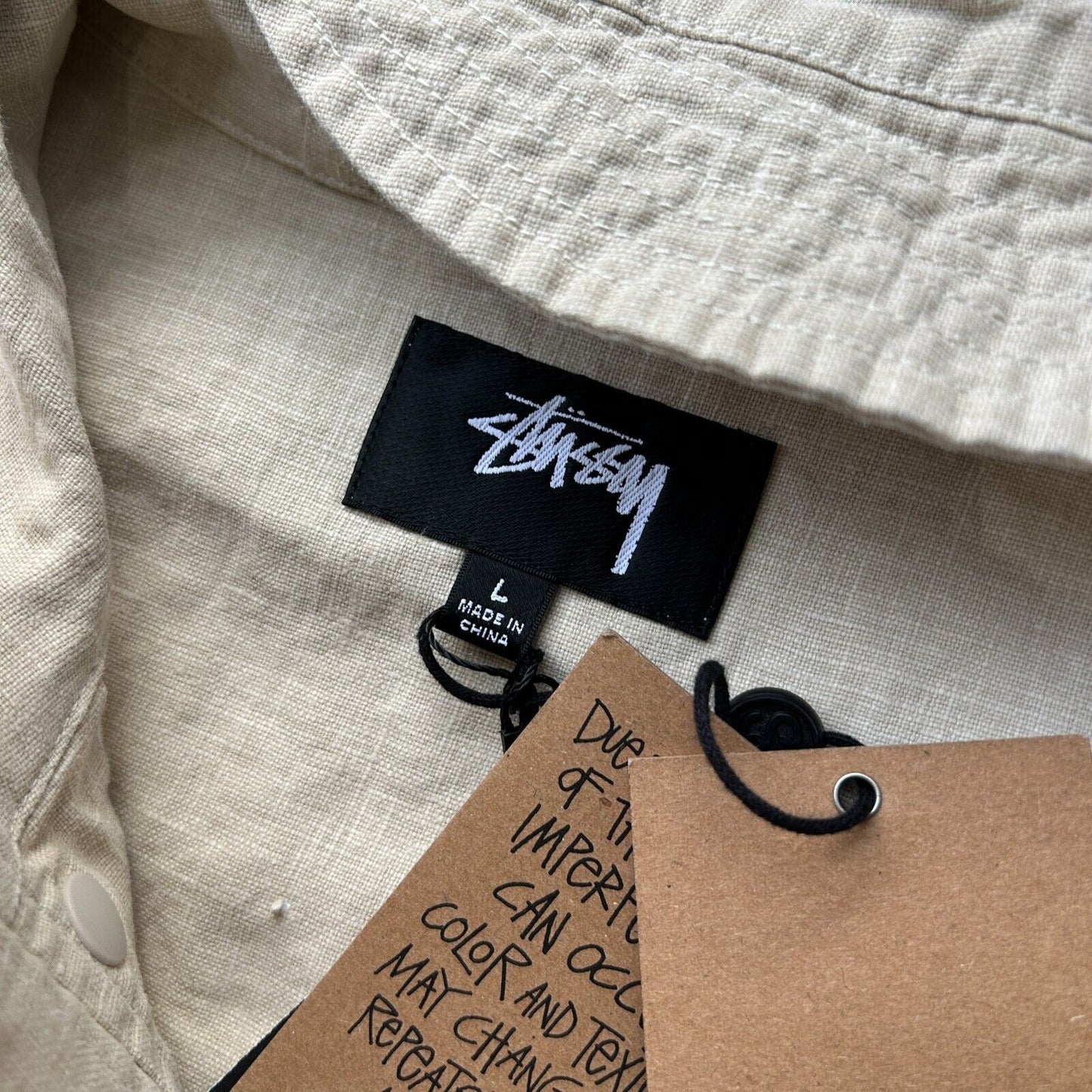 STUSSY | Waxed Linen Natural Short Parka Jacket NWT sz L