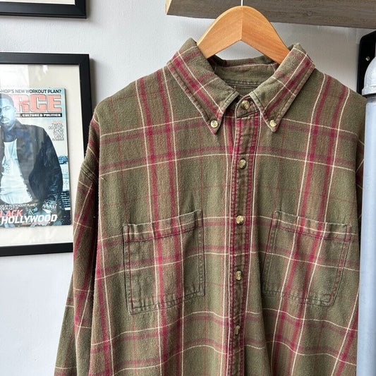 VINTAGE | G.H Bass & Co Earth-tone Plaid Button Down Shirt sz XL