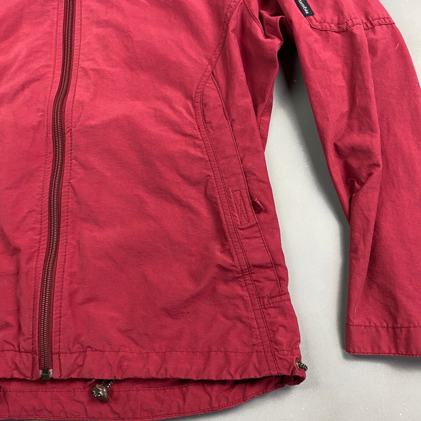 VINTAGE 90s Columbia Red Cotton Blend Tech Windbreaker Jacket sz Small Adult