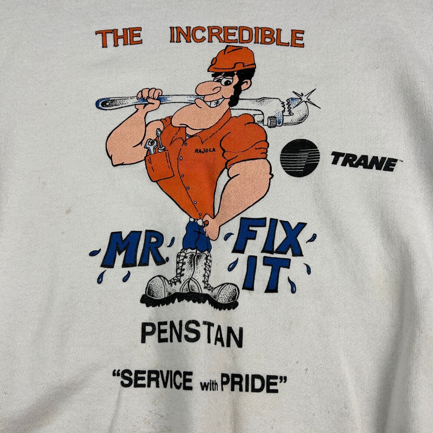 VINTAGE 90s The Incredible Mr Fix It Distressed Crewneck Sweater sz Medium Adult
