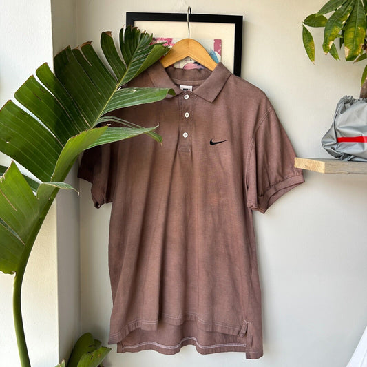 VINTAGE 90s | Nike Over Dyed Brown Polo Shirt sz M