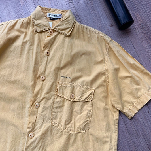 1997 S/S Stone Island | Cotton Short Sleeve Button Down Shirt sz L