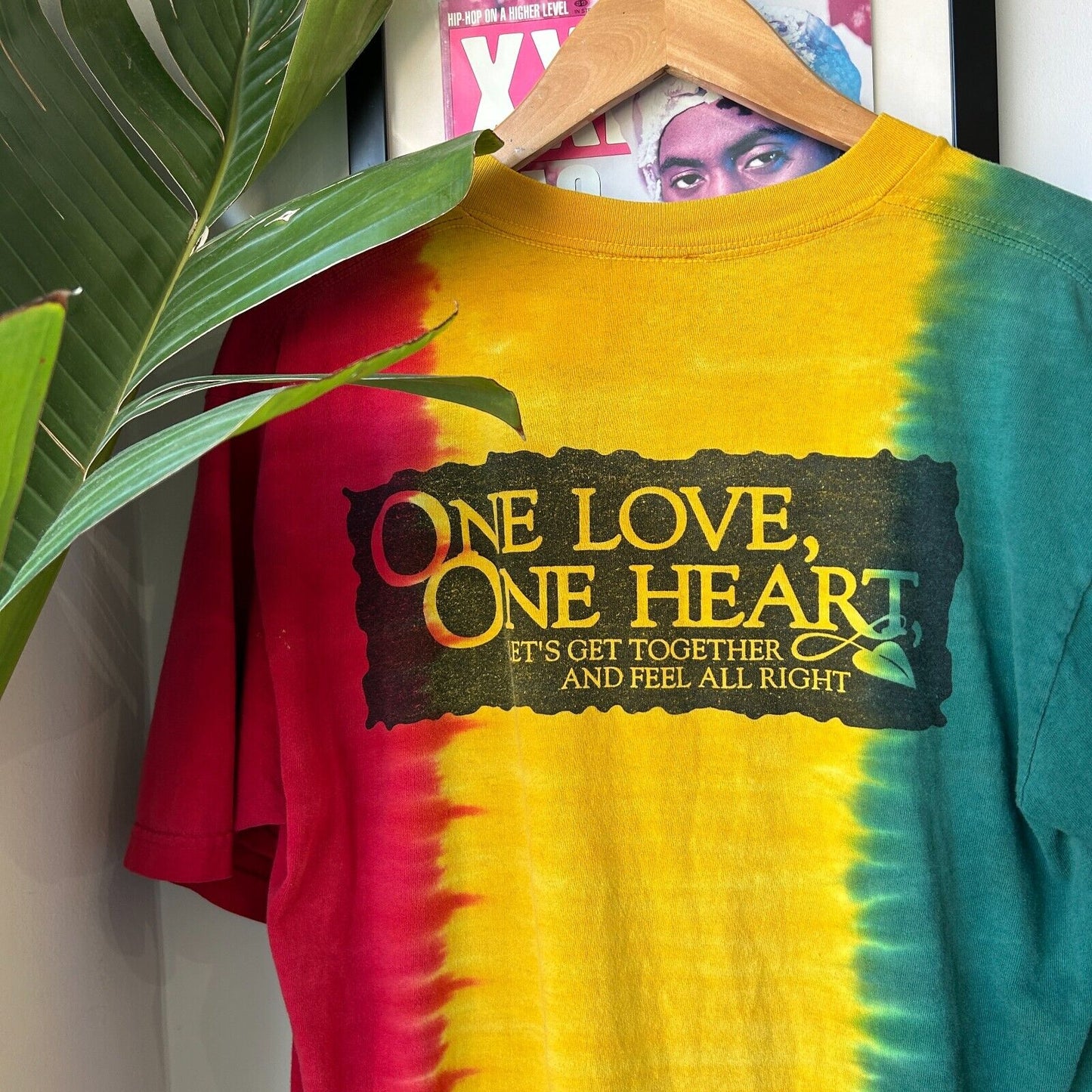 VINTAGE 90s | Bob Marley One Love One Heart Rasta Tye Dye T-Shirt sz M