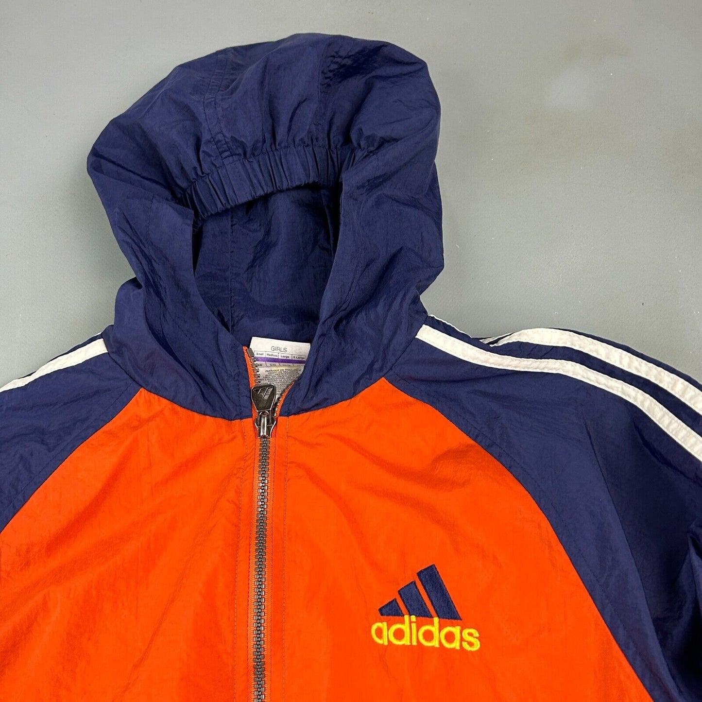 VINTAGE 90s | ADIDAS Full Zip Hooded Windbreaker Jacket sz L Girls Youth*