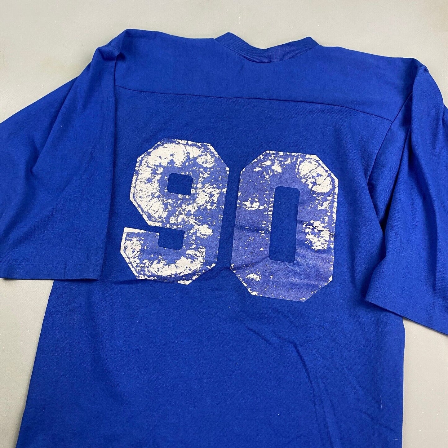 VINTAGE 80s Blank #90 Blue Raglan T-Shirt sz Medium Men Adult