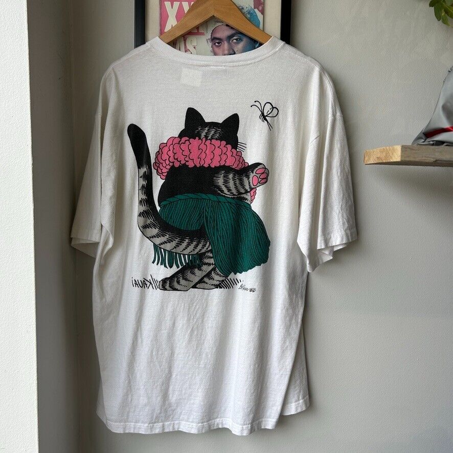 VINTAGE 70s 80s | Dancing Cat Crazy Shirt Hawaii T-Shirt sz XL