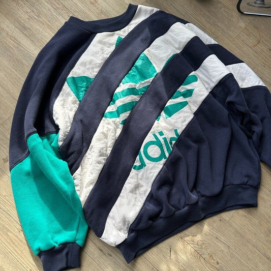 VINTAGE 80s | Adidas 3 Stripes Color Block Crew Sweater sz M