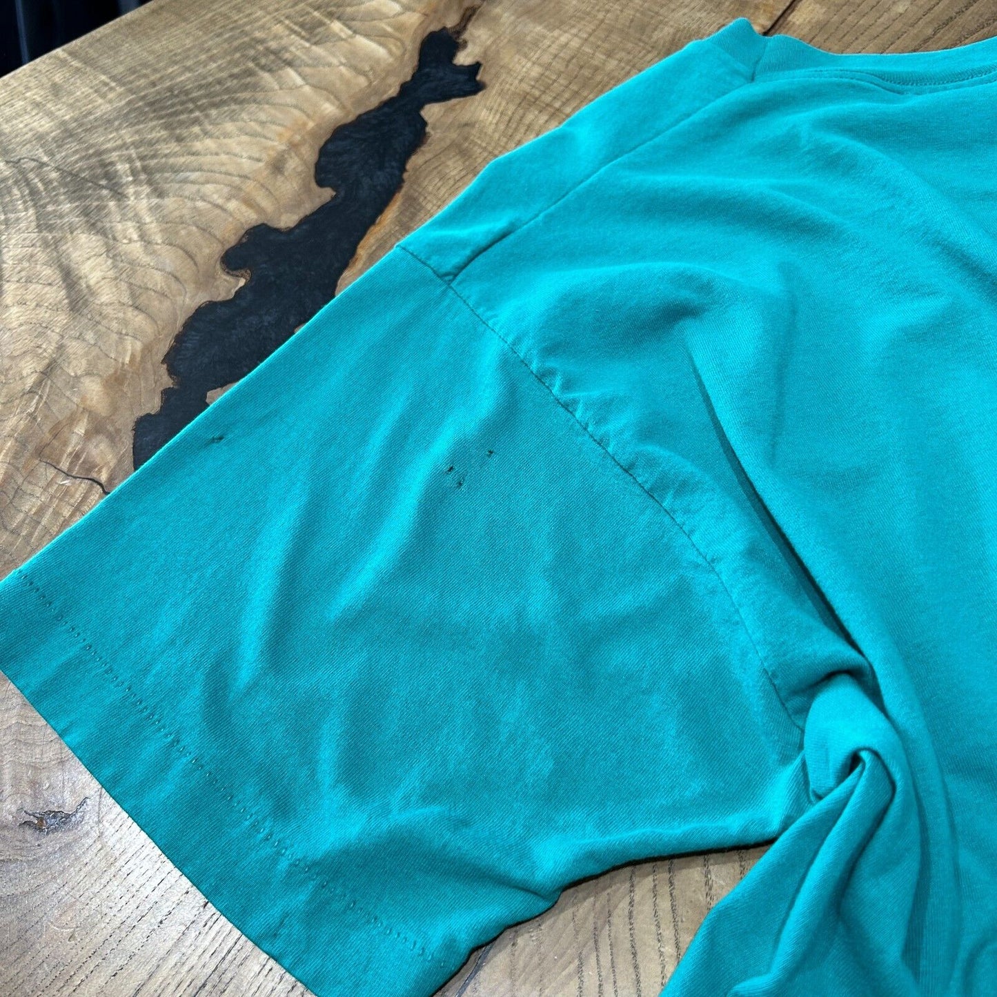 VINTAGE 90s | Blank Aqua Pocket T-Shirt sz XL Adult