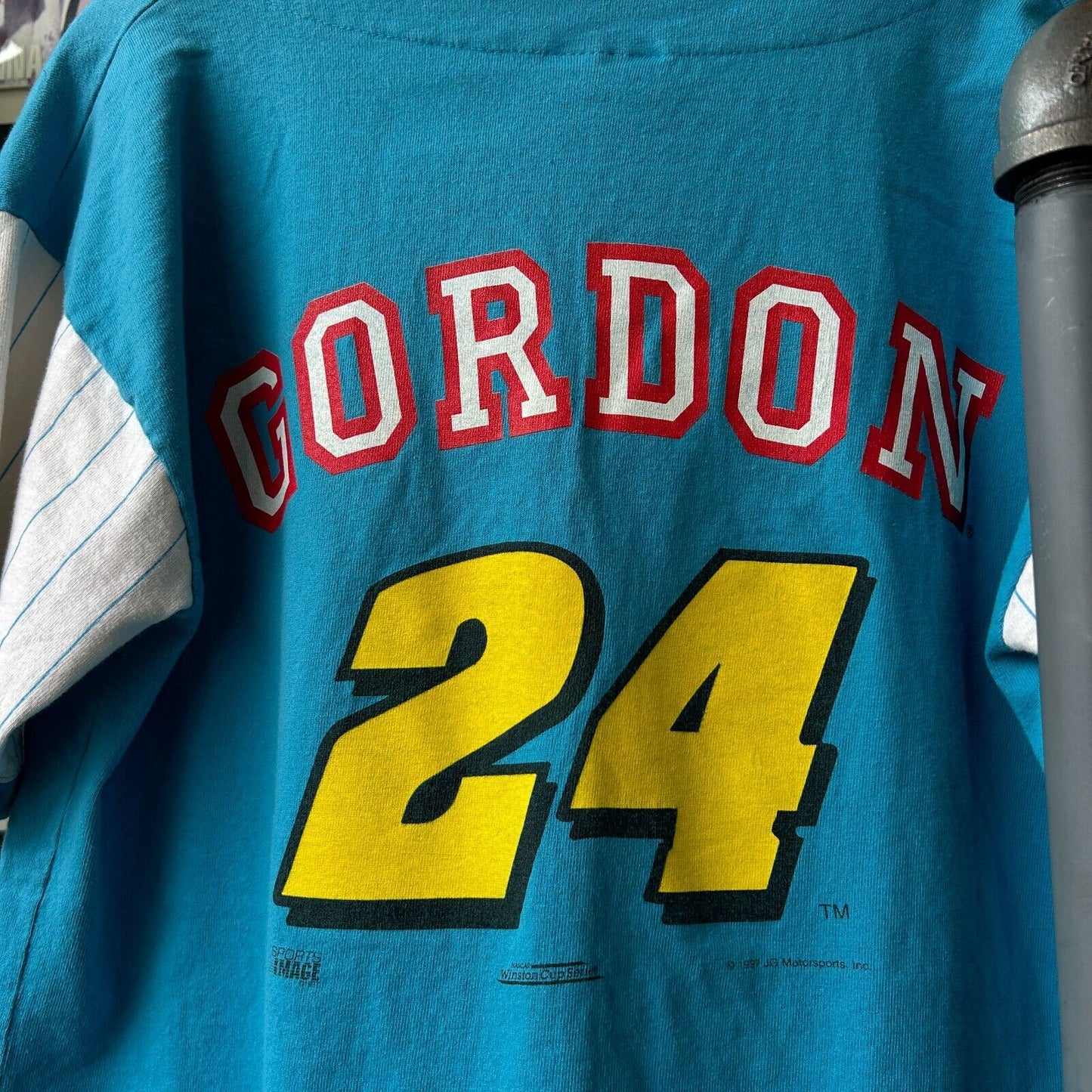 VINTAGE 90s | Jeff Gordon #24 Baseball Racing Jersey T-Shirt sz L Adult