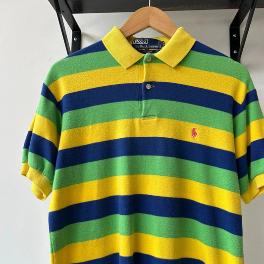 VINTAGE 90s | Ralph Lauren Sm Pony Candy Striped Polo Shirt sz M