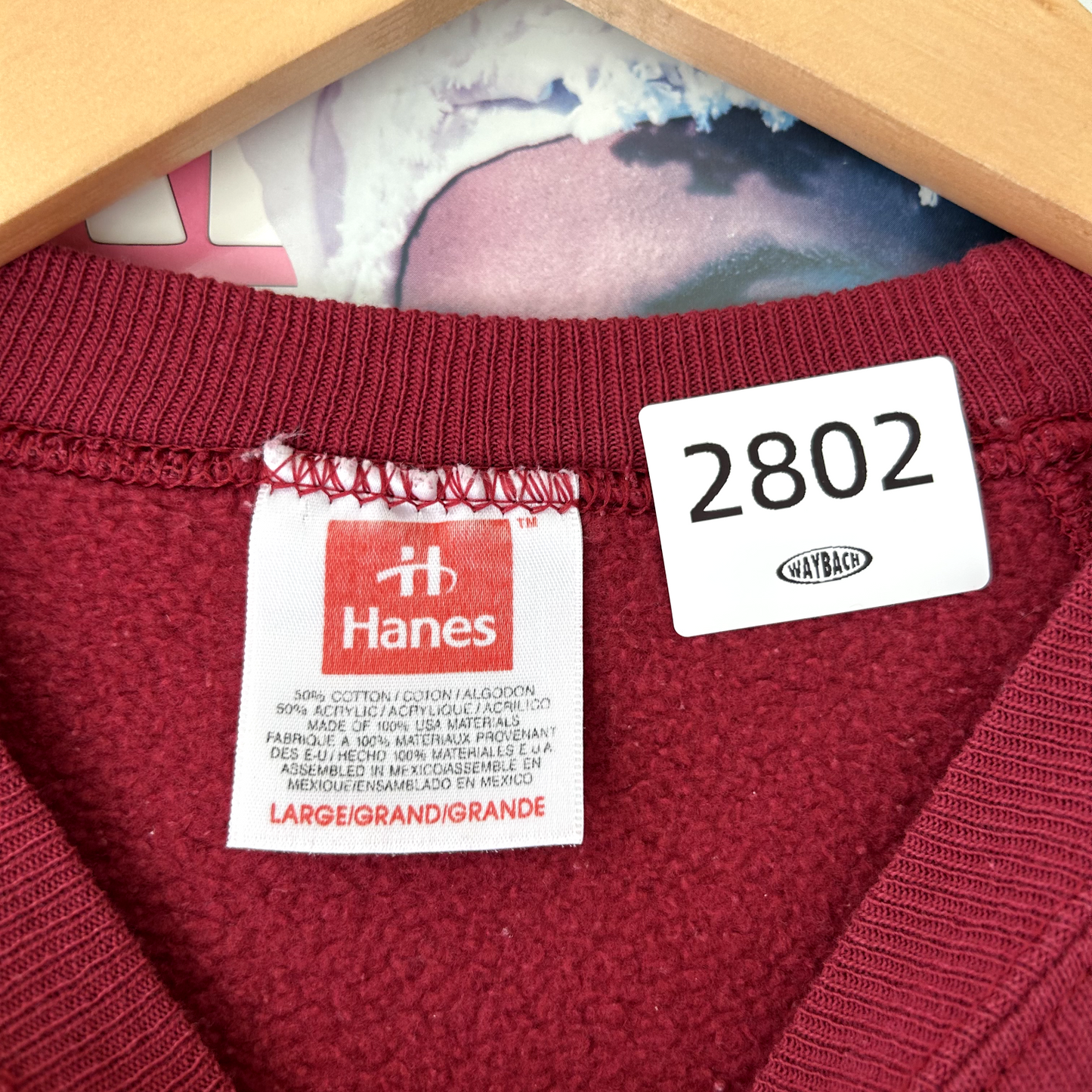 VINTAGE 1990s | Dark Red Blank Hanes Crewneck Sz L