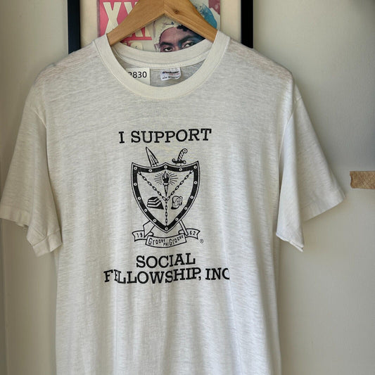 VINTAGE 60s | I Support Social Fellowship T-Shirt sz L