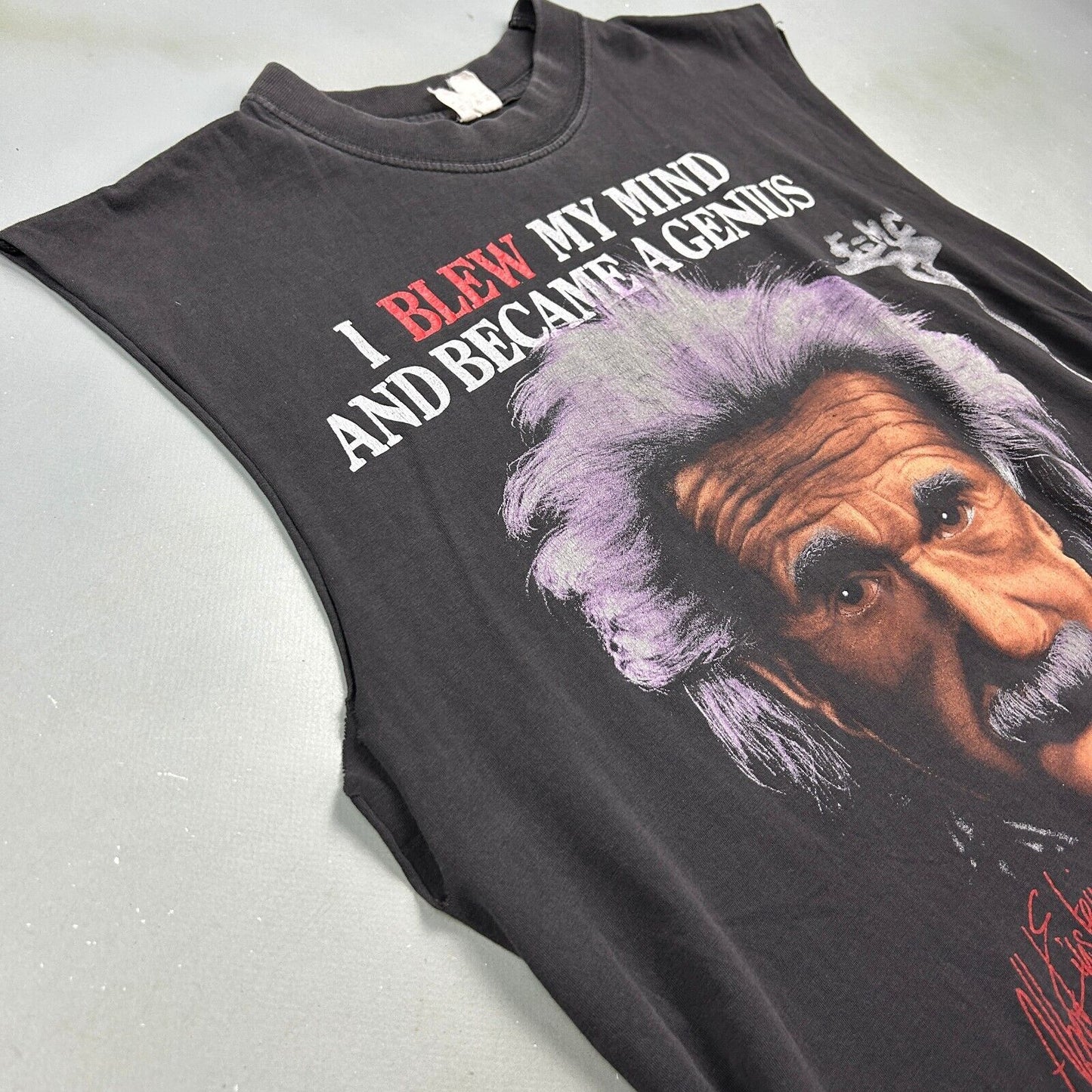 VINTAGE 90s | Albert Einstein Amsterdam Sleeveless T-Shirt sz L Adult