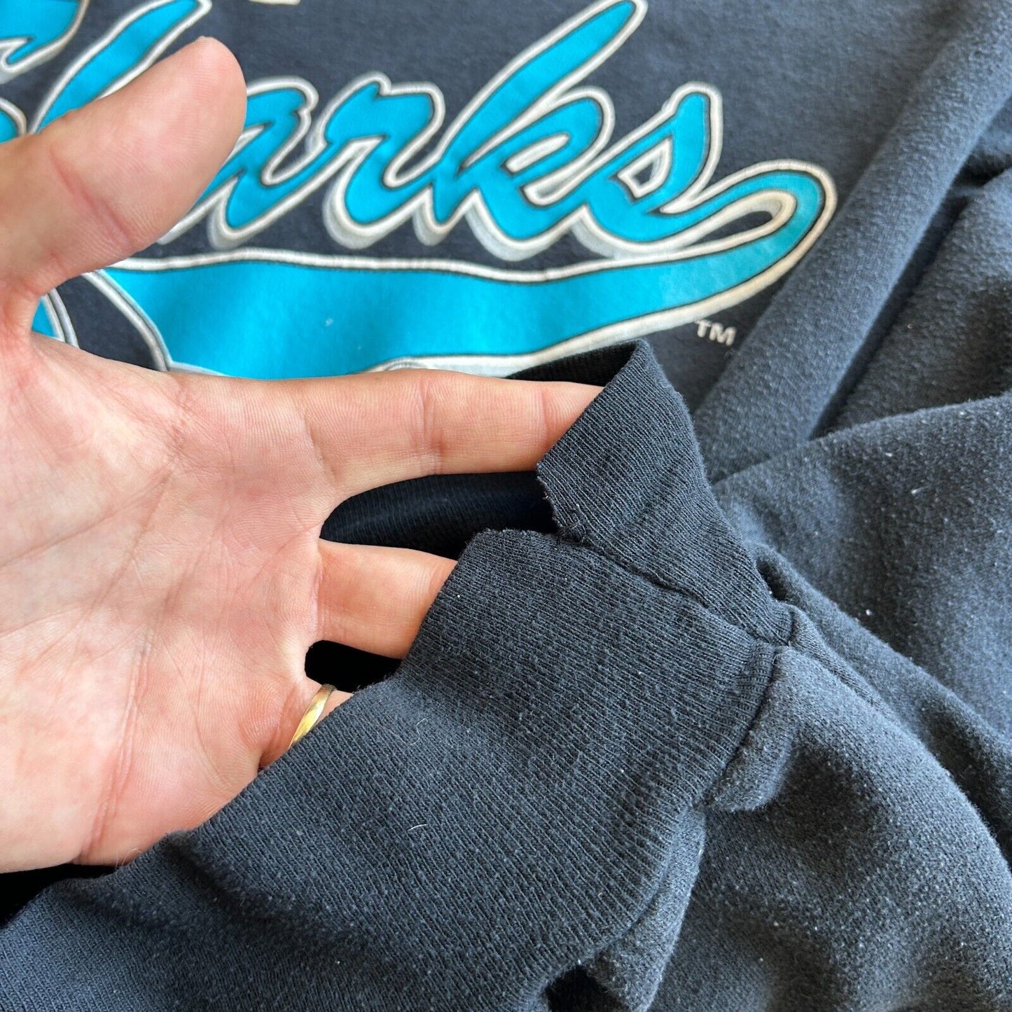 VINTAGE 90s | San Jose Sharks Big Logo Crew Sweater sz M