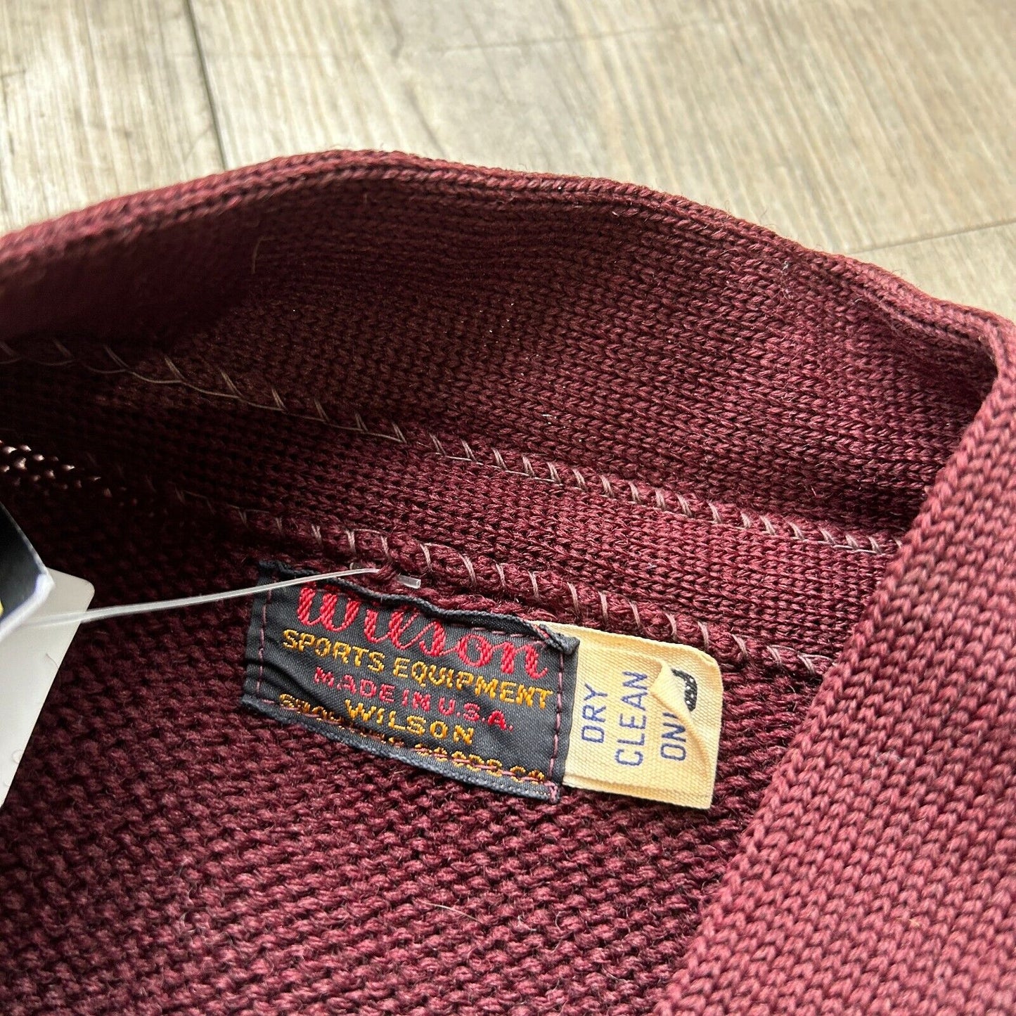 VINTAGE 70s | Wilson University Varsity Knit Cardigan Sweater sz 38 MED Adult