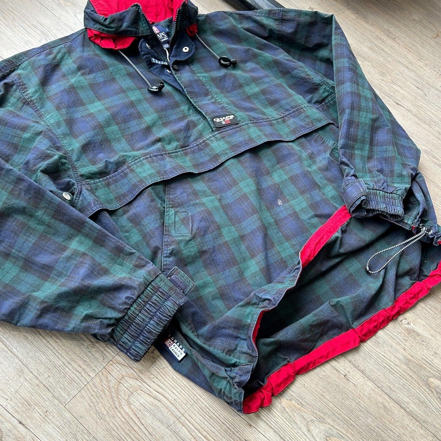 VINTAGE | Chaps RL Plaid 1/4 Zip Anorak Windbreaker Jacket sz L