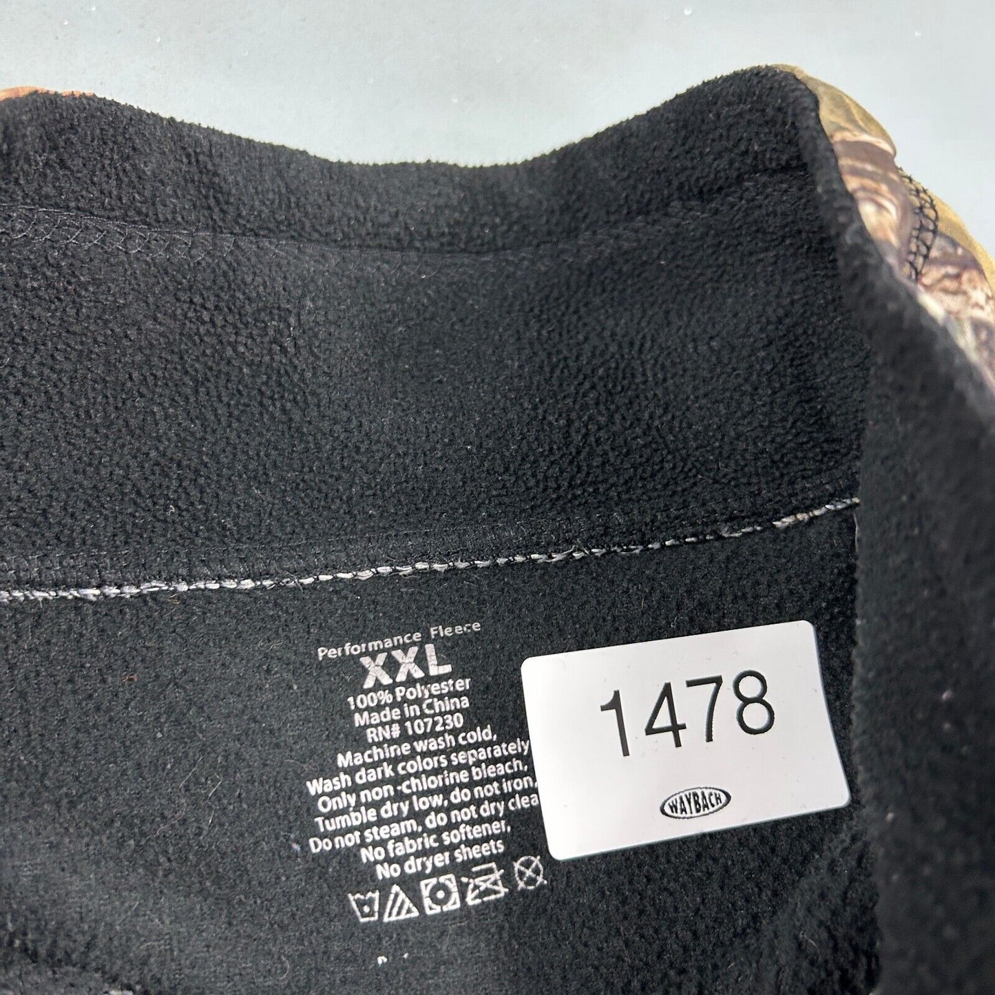 VINTAGE Tree Camo 1/4 Zip Black Fleece Sweater sz XXL Adult