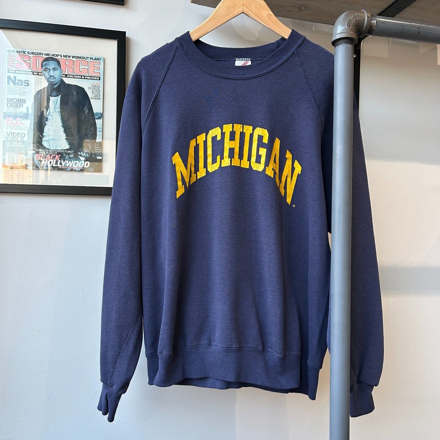 VINTAGE 80s 90s | Michigan University Arch Logo Crew Sweater sz L