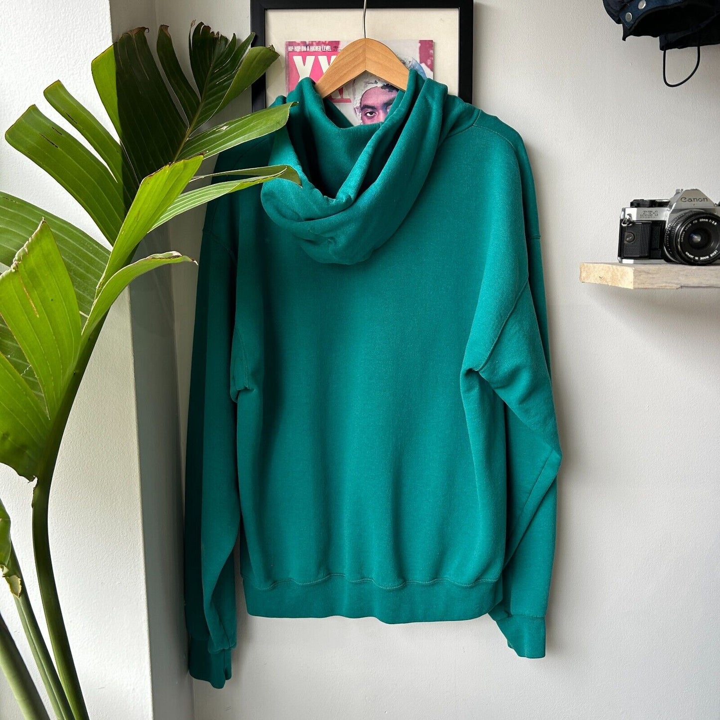 VINTAGE | WISCONSIN Teal Champion Hoodie Sweater sz L Adult