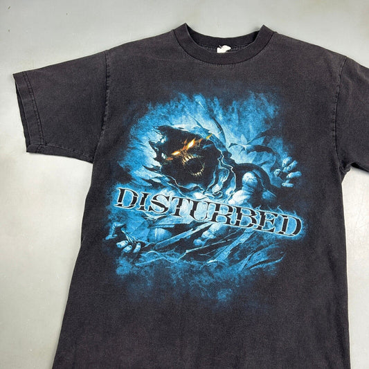 VINTAGE Y2K Disturbed Video Game Faded Black T-Shirt sz Small Adult